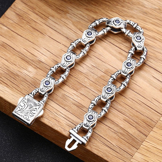 925 Sterling Silver Embossed Pattern Bracelet For Men - RALO COLLECTION STUDIO