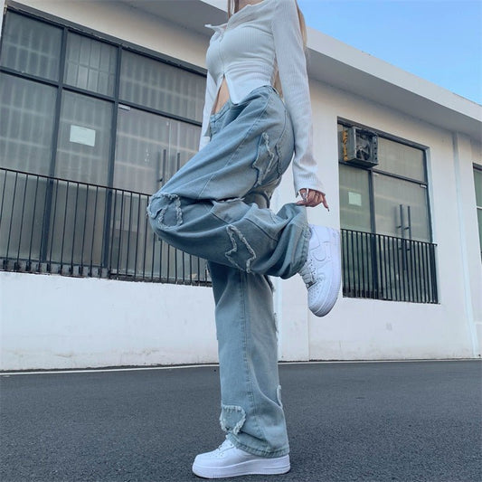 American Style Street Loose Mopping Straight Jeans Denim Trousers - RALO COLLECTION STUDIO