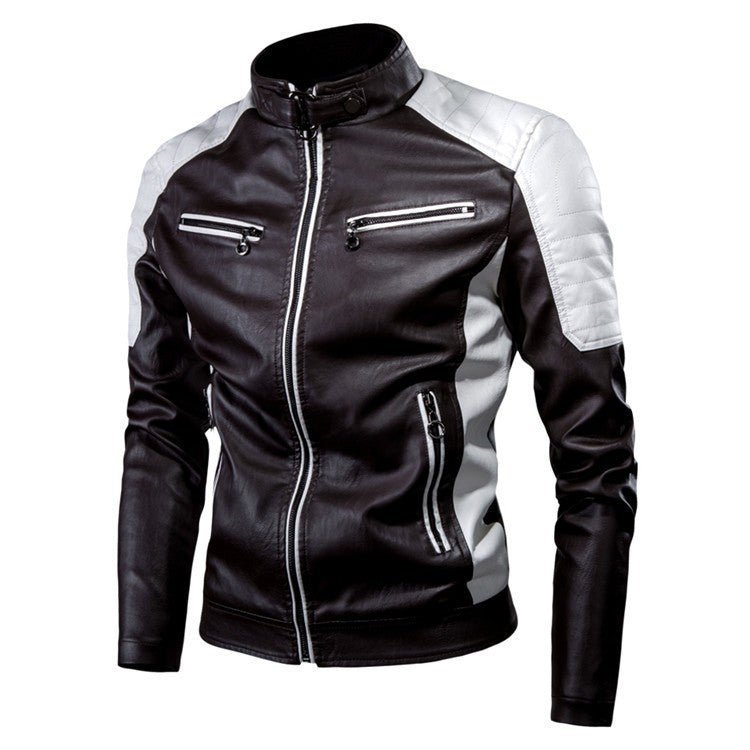 AutumnWinter Casual Biker-Style Patchwork Leather Jacket - RALO COLLECTION STUDIO