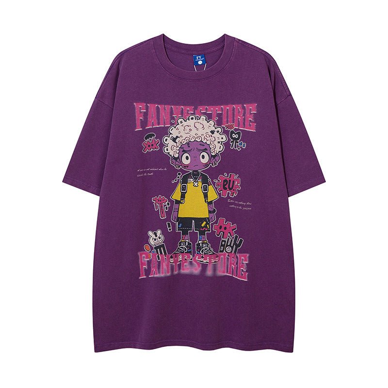 Cartoon Anime Print Distressed T-shirt For Men - RALO COLLECTION STUDIO