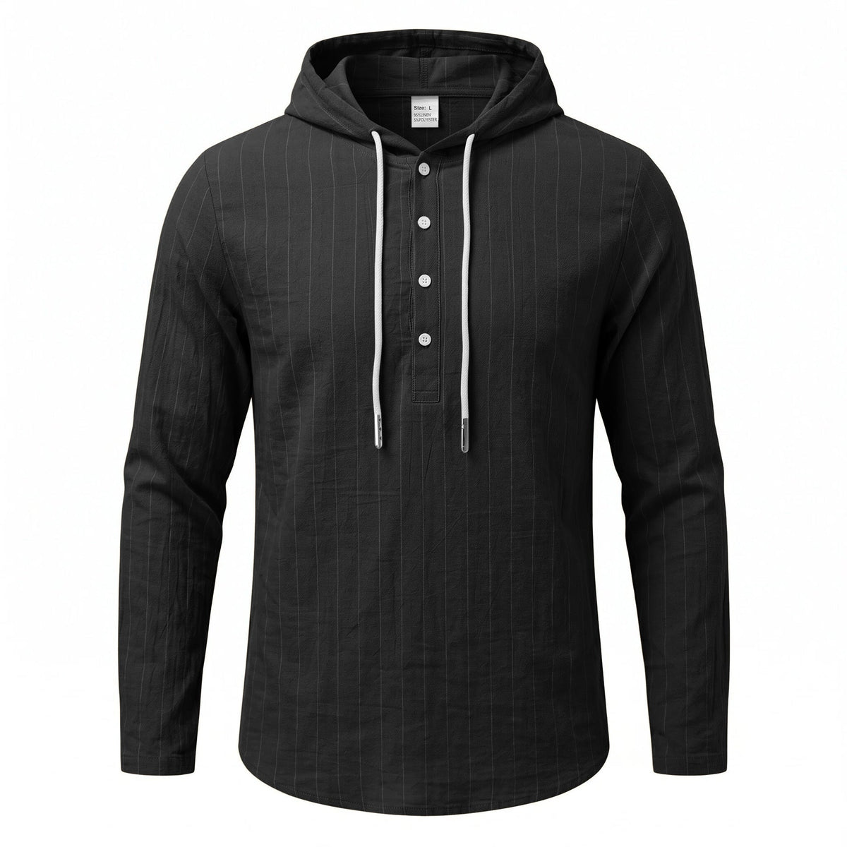 Casual Mens Loose-fit Vertical-striped Hooded Long-sleeve Shirt - RALO COLLECTION STUDIO