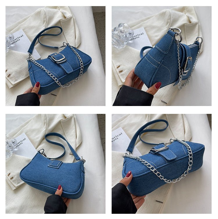 Denim Shoulder Bags Women's Fashion Chains Handbag Crossbody Bags Small Square Armpit Bag - RALO COLLECTION STUDIO