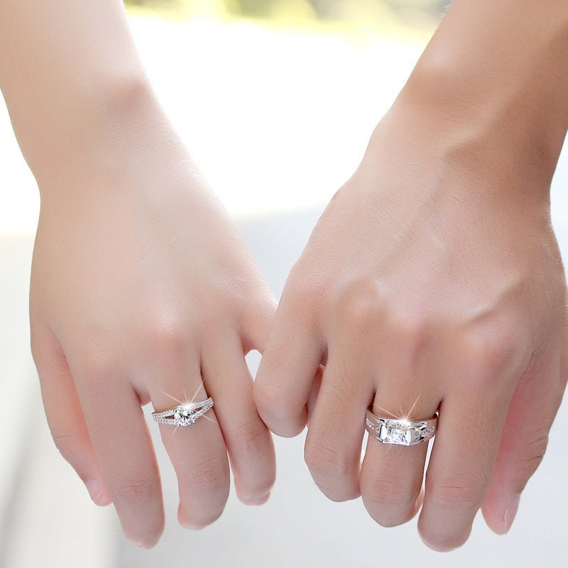 Diamond Romantic Couple Rings Men's Silver Plated Pair Rings - RALO COLLECTION STUDIO