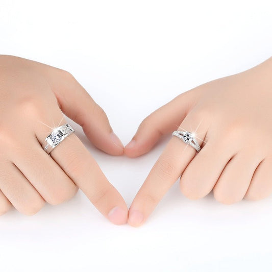 Diamond Romantic Couple Rings Men's Silver Plated Pair Rings - RALO COLLECTION STUDIO