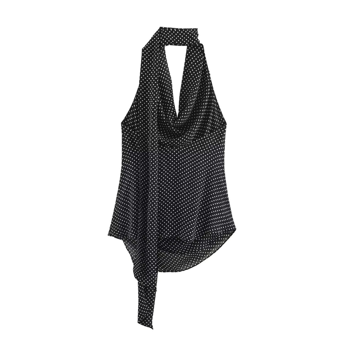 Fashionable And Minimalist Polka-dot Halter-top With Straight-leg Casual Trousers Set - RALO COLLECTION STUDIO