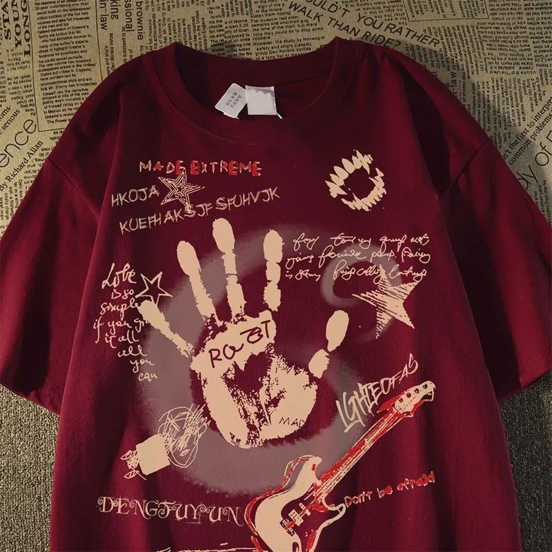 Graffiti Letter Print Short-sleeve T-shirt For Men And Women - RALO COLLECTION STUDIO