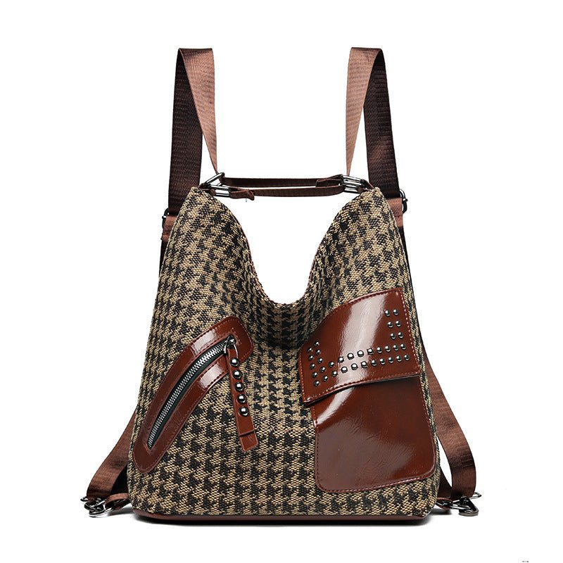 Ralo Wild Luxe Houndstooth Rivet Backpack - RALO COLLECTION STUDIO