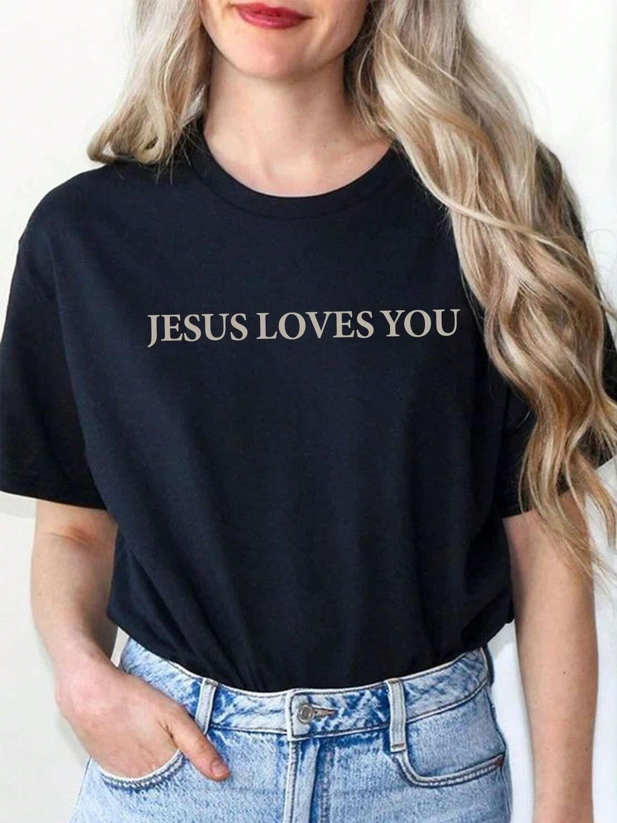 Jesus Loves You Letter Print Women T-Shirts Summer Breathabl - RALO COLLECTION STUDIO