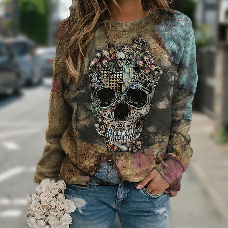 Long sleeve skull print sweatshirt - RALO COLLECTION STUDIO