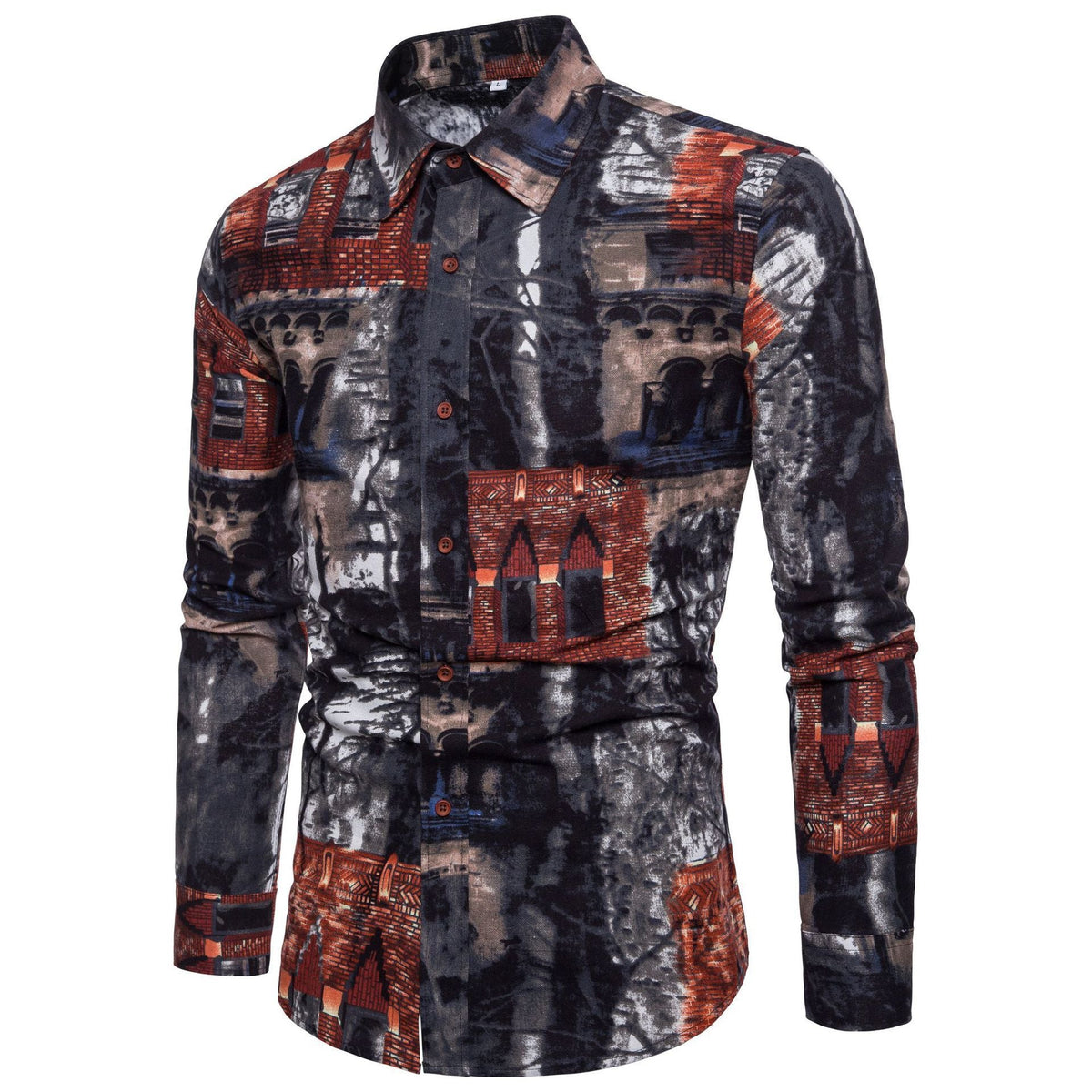 Men Long Sleeve Cotton Flower Shirt - RALO COLLECTION STUDIO
