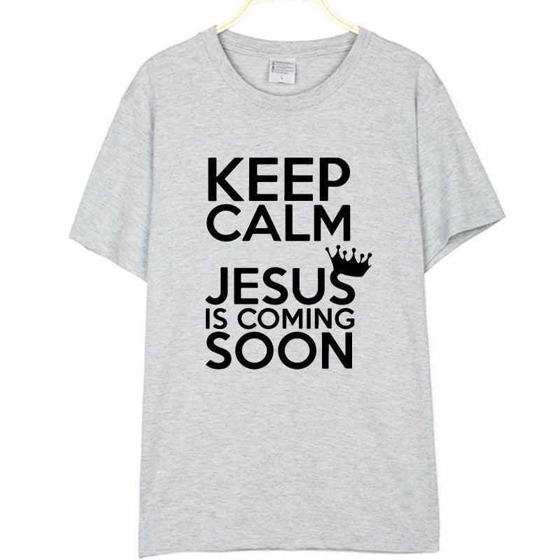 New Cotton KEEP CALM JESUS Letter Printing Men's And Women's T-shirt - RALO COLLECTION STUDIO