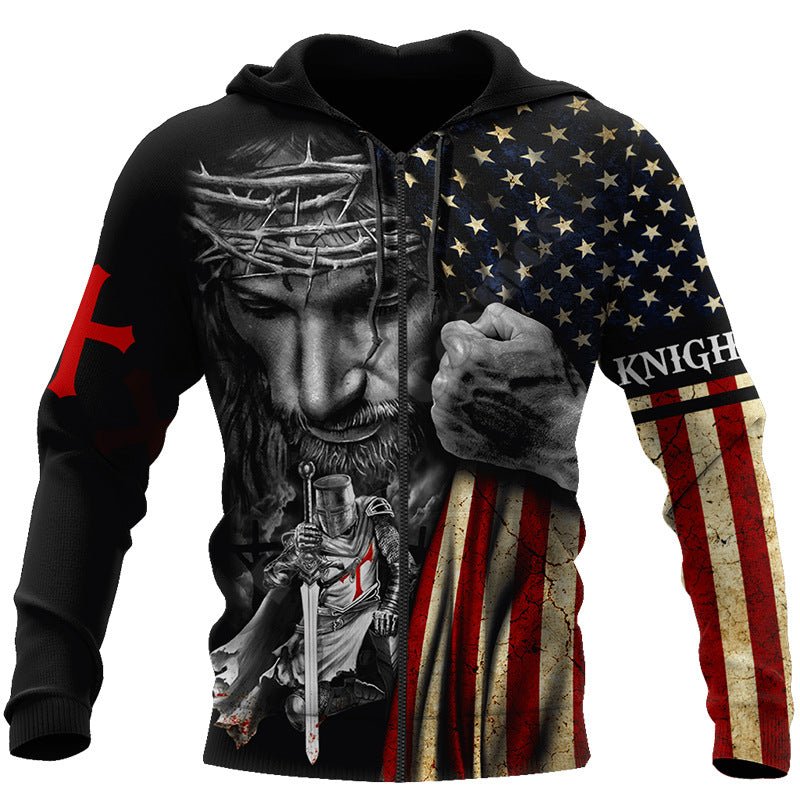 New Men's 3D Digital Jesus Print Long Sleeve Sweatshirt - RALO COLLECTION STUDIO