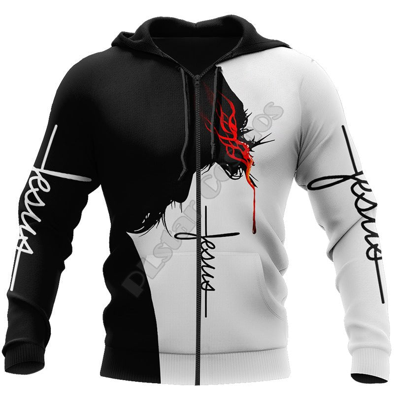 New Men's 3D Digital Jesus Print Long Sleeve Sweatshirt - RALO COLLECTION STUDIO