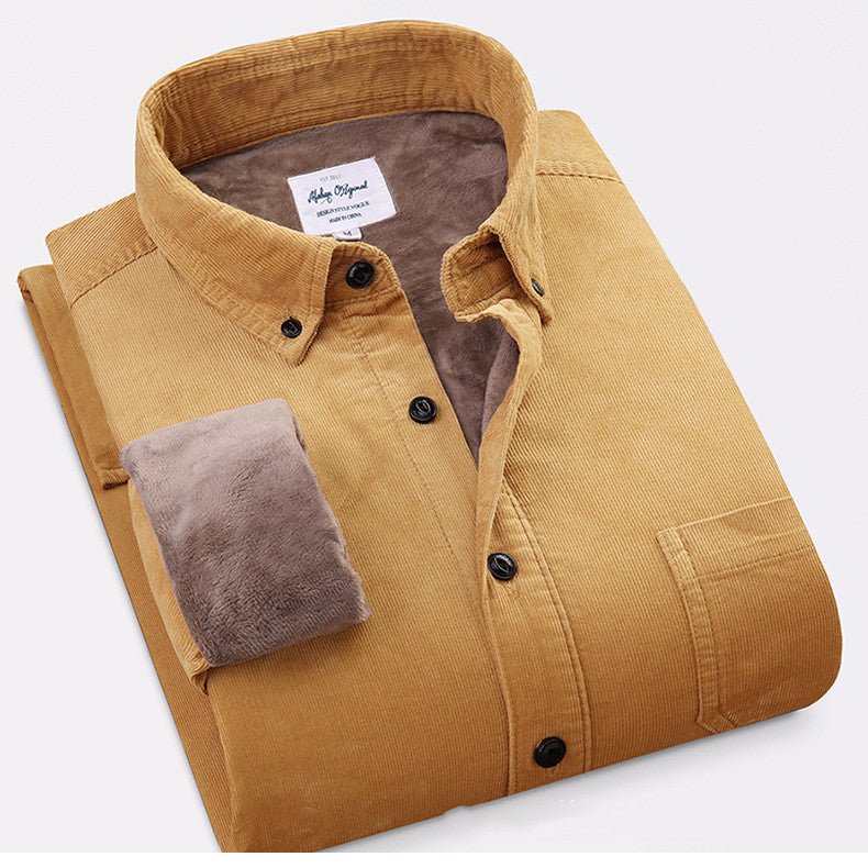 Pure Color Cotton Corduroy Warm Shirt Long Sleeve Men - RALO COLLECTION STUDIO