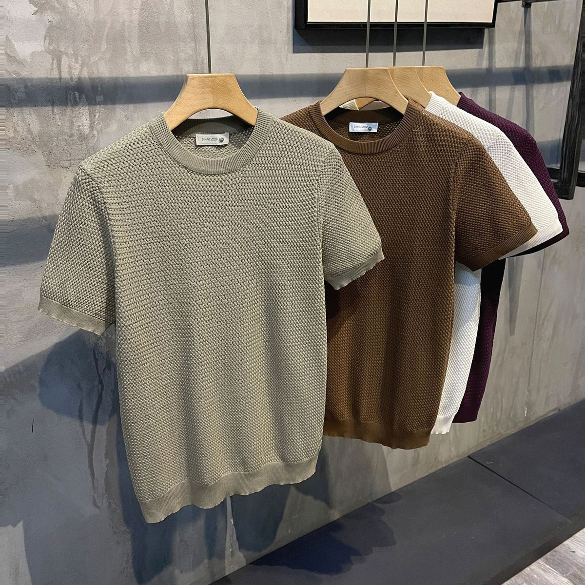 Solid Color Woven Texture Slim-fit Short-sleeved Shirt For Men - RALO COLLECTION STUDIO