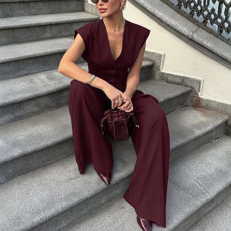 V-neck Sleeveless Wide-leg Pants Set - RALO COLLECTION STUDIO