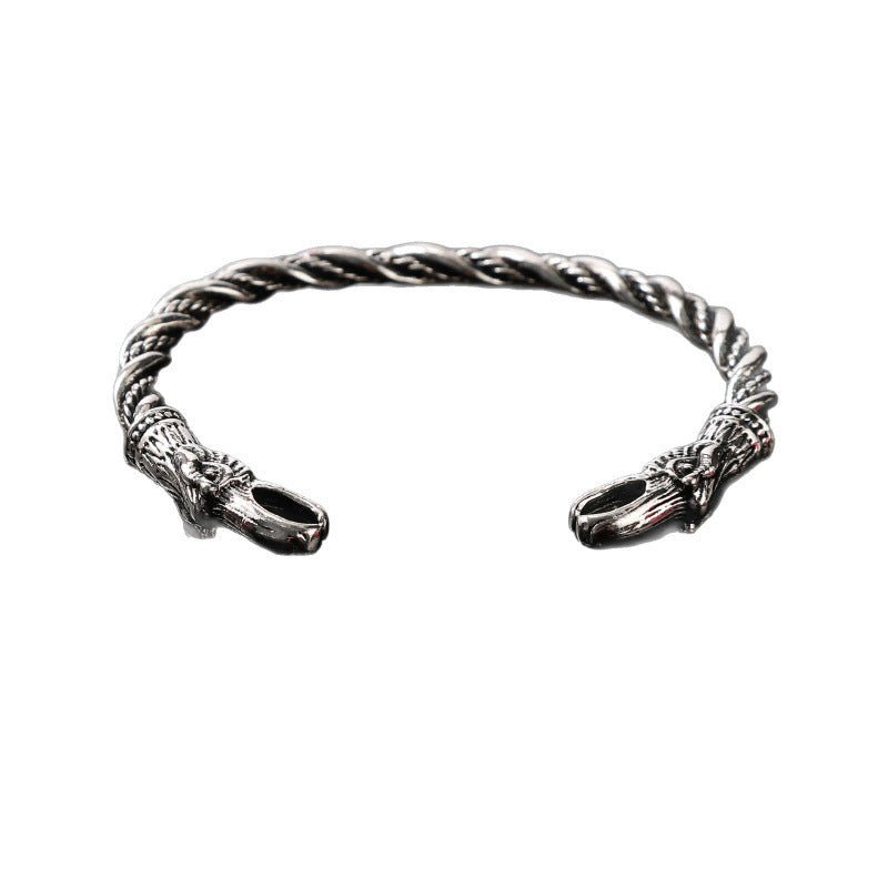Vintage Viking Raven Open-End Bracelet For Men - RALO COLLECTION STUDIO