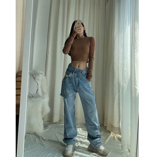 Women's New Ripped Loose High Waist Jeans - RALO COLLECTION STUDIO