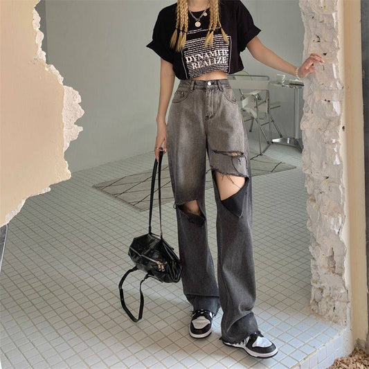 Women's Trendy Gradient High Waist Slim Ripped Jeans - RALO COLLECTION STUDIO