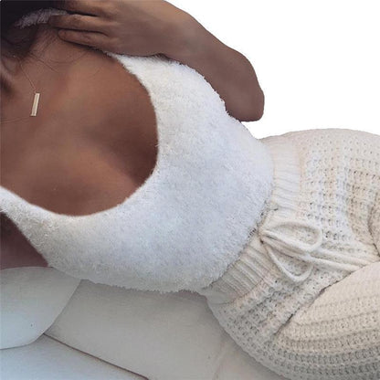 3pcs Womens Clothing Long Sleeve Crop Tank Top And Drawstring Shorts Pajama Set - RALO COLLECTION STUDIO