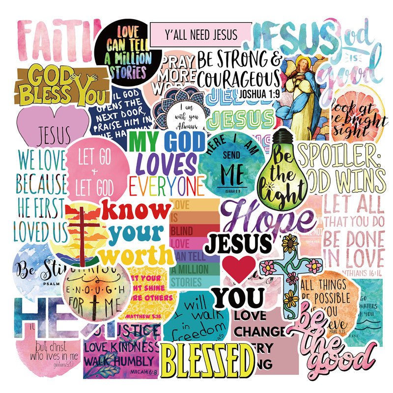 50 Stickers With Famous Sayings About The Faith Of Jesus Christians - RALO COLLECTION STUDIO