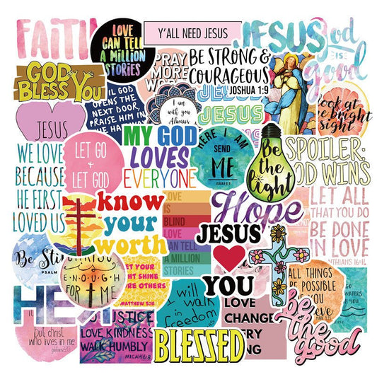 50 Stickers With Famous Sayings About The Faith Of Jesus Christians - RALO COLLECTION STUDIO