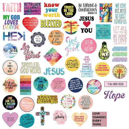 50 Stickers With Famous Sayings About The Faith Of Jesus Christians - RALO COLLECTION STUDIO