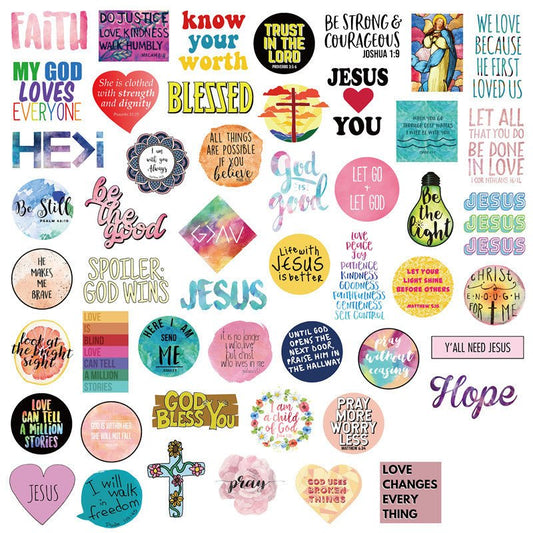 50 Stickers With Famous Sayings About The Faith Of Jesus Christians - RALO COLLECTION STUDIO