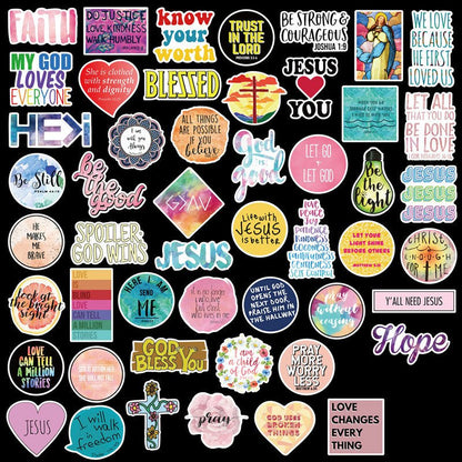 50 Stickers With Famous Sayings About The Faith Of Jesus Christians - RALO COLLECTION STUDIO