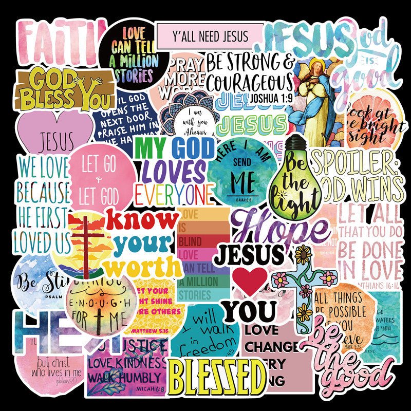 50 Stickers With Famous Sayings About The Faith Of Jesus Christians - RALO COLLECTION STUDIO