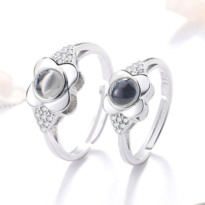 925 Silver Petal Projection Color Photo Couple Rings - RALO COLLECTION STUDIO