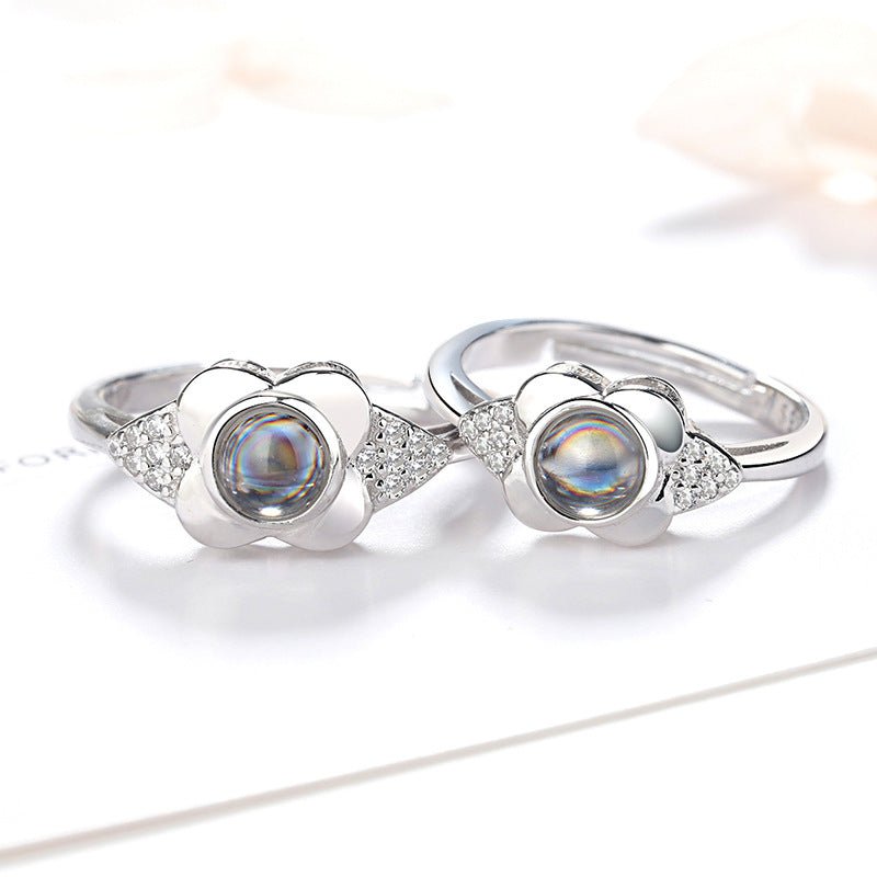 925 Silver Petal Projection Color Photo Couple Rings - RALO COLLECTION STUDIO