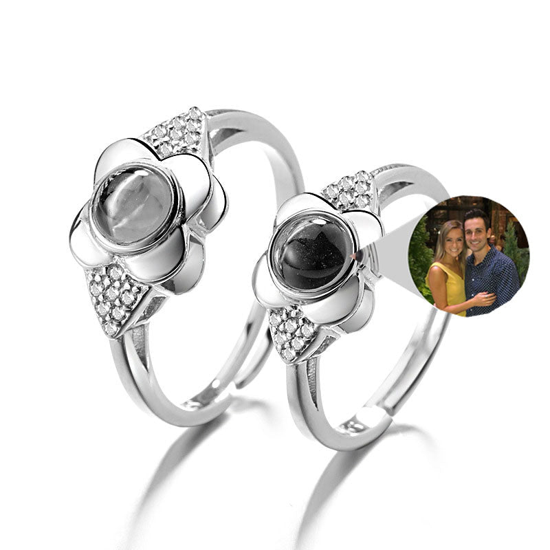 925 Silver Petal Projection Color Photo Couple Rings - RALO COLLECTION STUDIO
