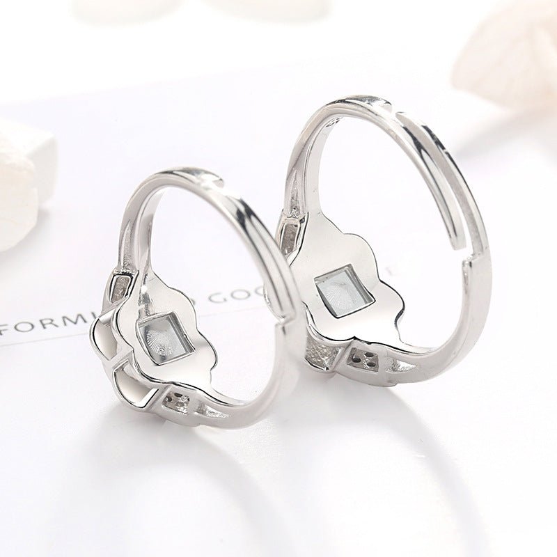 925 Silver Petal Projection Color Photo Couple Rings - RALO COLLECTION STUDIO