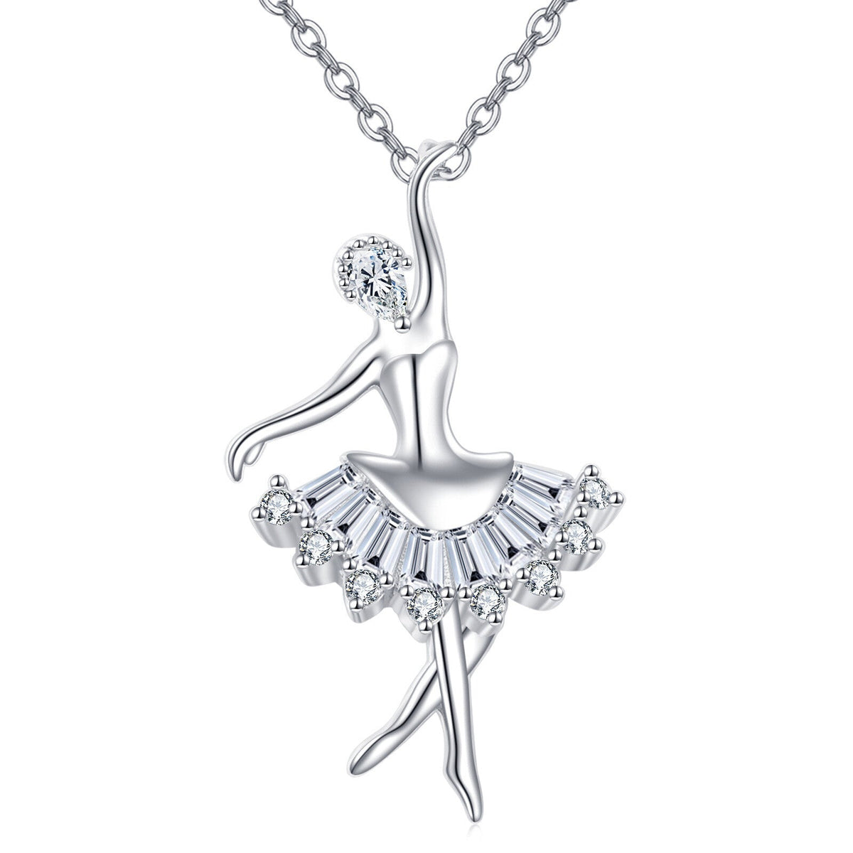 925 Sterling Silver Elegant Ballerina Moissanite Pendant Necklace – Graceful Dance Of Sparkling Gems - RALO COLLECTION STUDIO