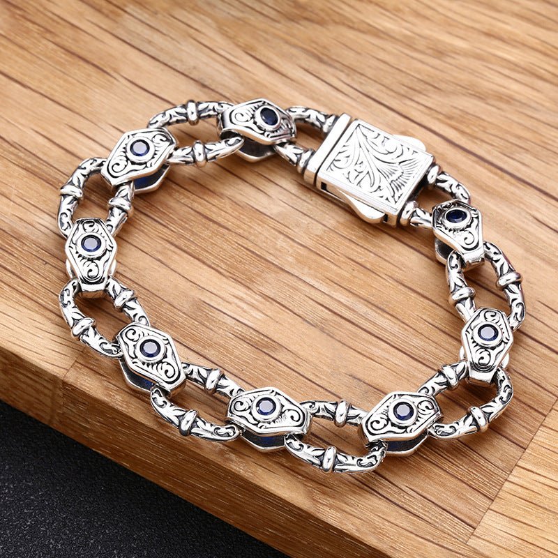 925 Sterling Silver Embossed Pattern Bracelet For Men - RALO COLLECTION STUDIO