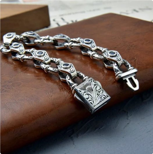 925 Sterling Silver Embossed Pattern Bracelet For Men - RALO COLLECTION STUDIO
