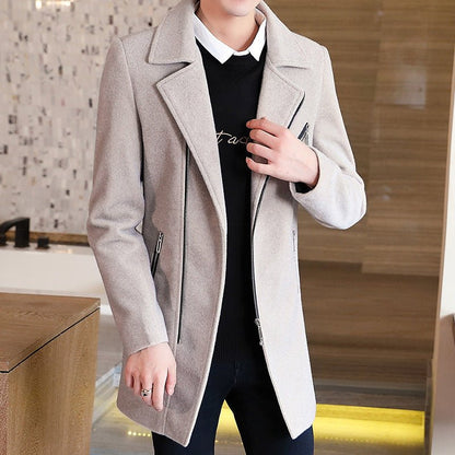 Abrigo De Lana De Invierno Para Hombre, Chaqueta Negra De Cachemira - RALO COLLECTION STUDIO