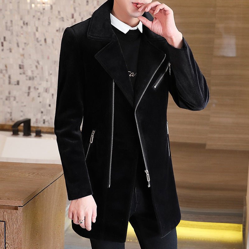 Abrigo De Lana De Invierno Para Hombre, Chaqueta Negra De Cachemira - RALO COLLECTION STUDIO
