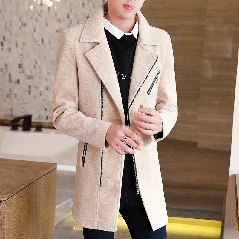 Abrigo De Lana De Invierno Para Hombre, Chaqueta Negra De Cachemira - RALO COLLECTION STUDIO