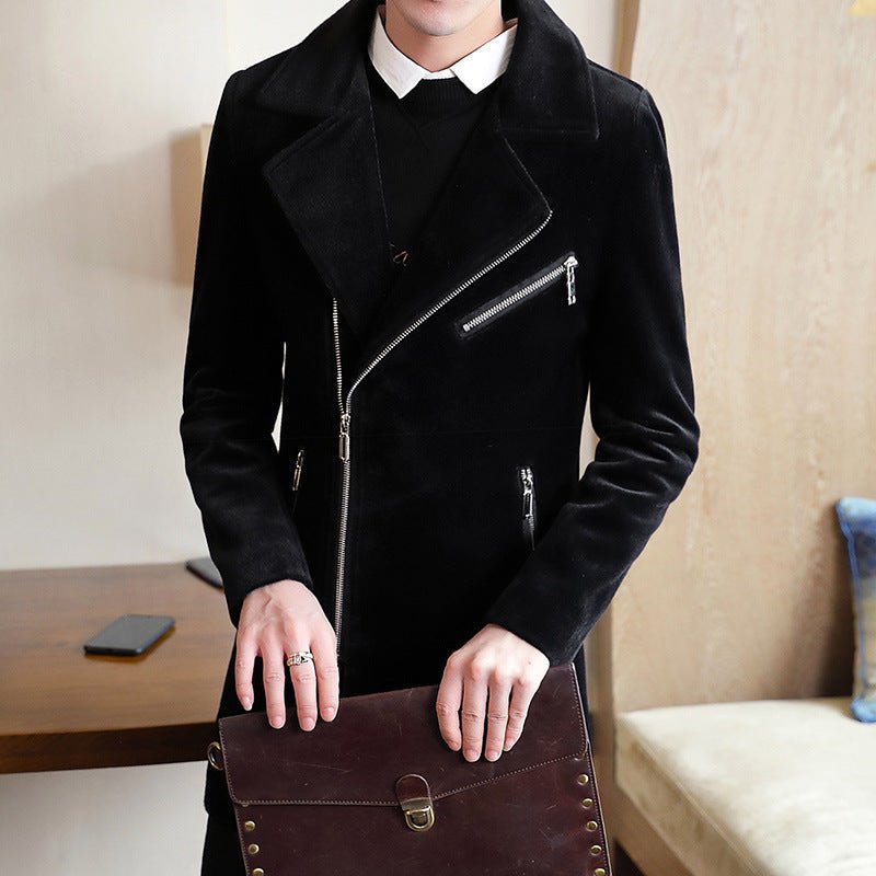 Abrigo De Lana De Invierno Para Hombre, Chaqueta Negra De Cachemira - RALO COLLECTION STUDIO