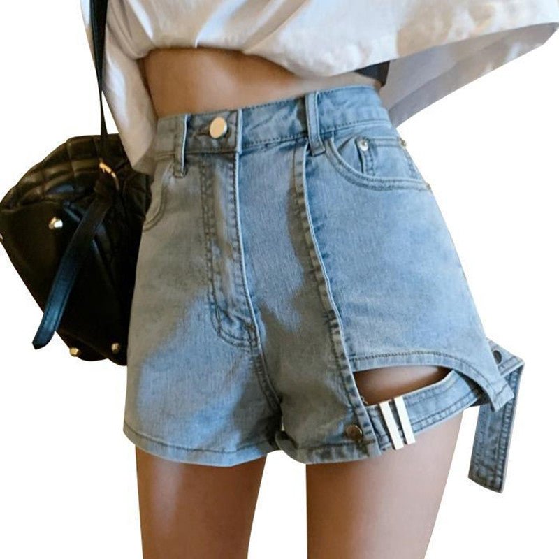 All-match irregular high waist denim shorts - RALO COLLECTION STUDIO