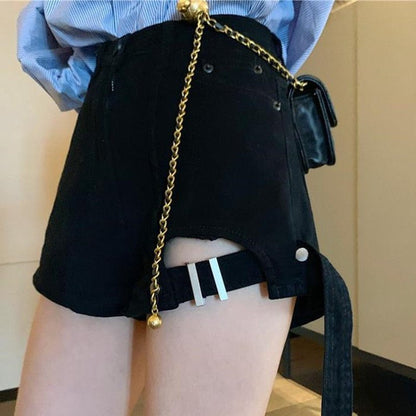 All-match irregular high waist denim shorts - RALO COLLECTION STUDIO