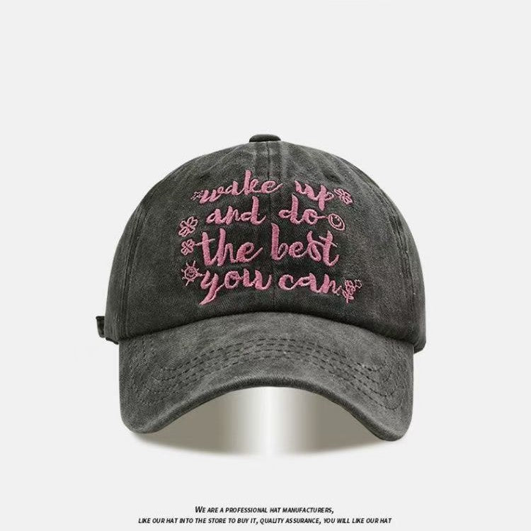 All-match Retro Face-looking Small Letters Soft Top Washed Sun-proof Baseball Cap For Men - RALO COLLECTION STUDIO