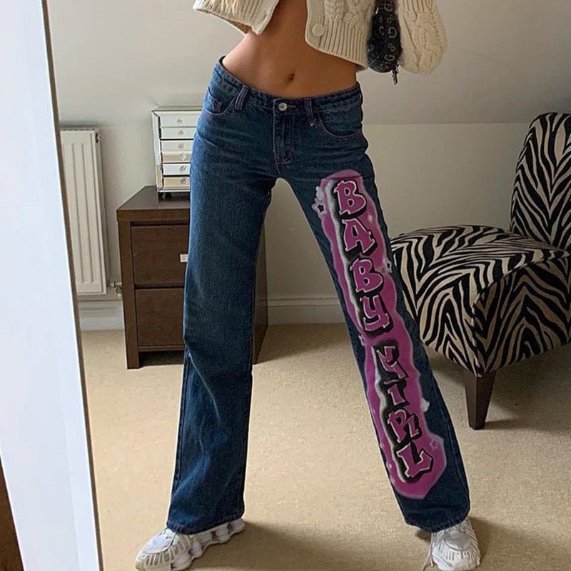 American Street Popular Logo Baby Girl Print Jeans Woman - RALO COLLECTION STUDIO