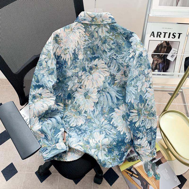 American-style Floral Oil Painting Jacquard Casual Jacket With All-over Print - RALO COLLECTION STUDIO