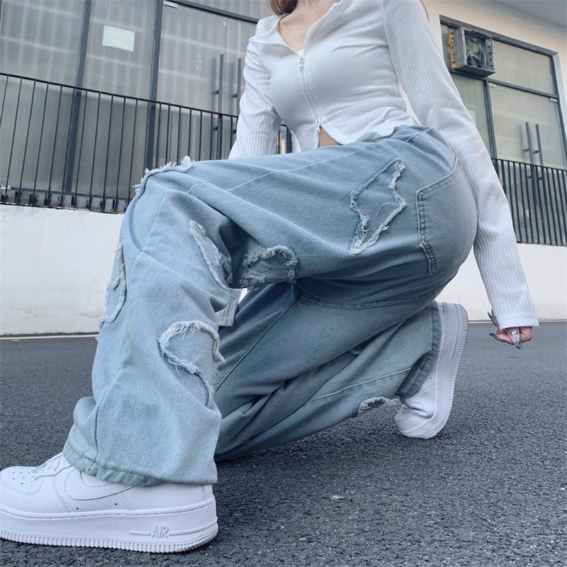 American Style Street Loose Mopping Straight Jeans Denim Trousers - RALO COLLECTION STUDIO