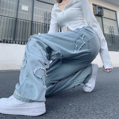 American Style Street Loose Mopping Straight Jeans Denim Trousers - RALO COLLECTION STUDIO