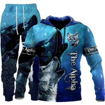Animal-print Hooded Pullover Sweatshirt And Menswomens Sportswear Set - RALO COLLECTION STUDIO