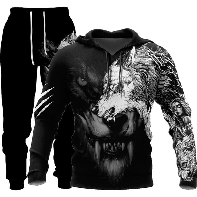 Animal-print Hooded Pullover Sweatshirt And Menswomens Sportswear Set - RALO COLLECTION STUDIO